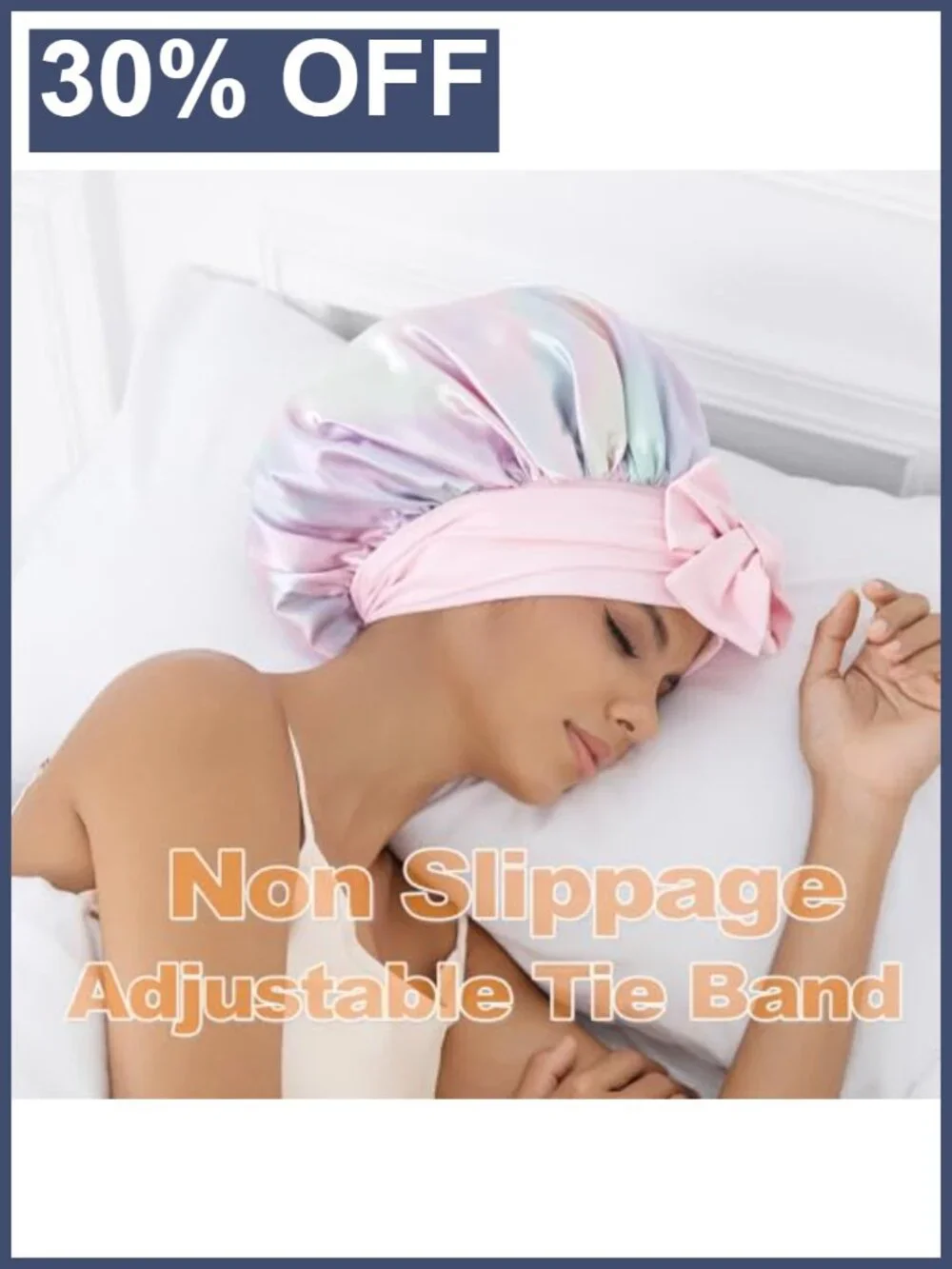 Satin Silk Sleep Bonnet for Women Double Layer Reversible Hair Cap Curly Braid